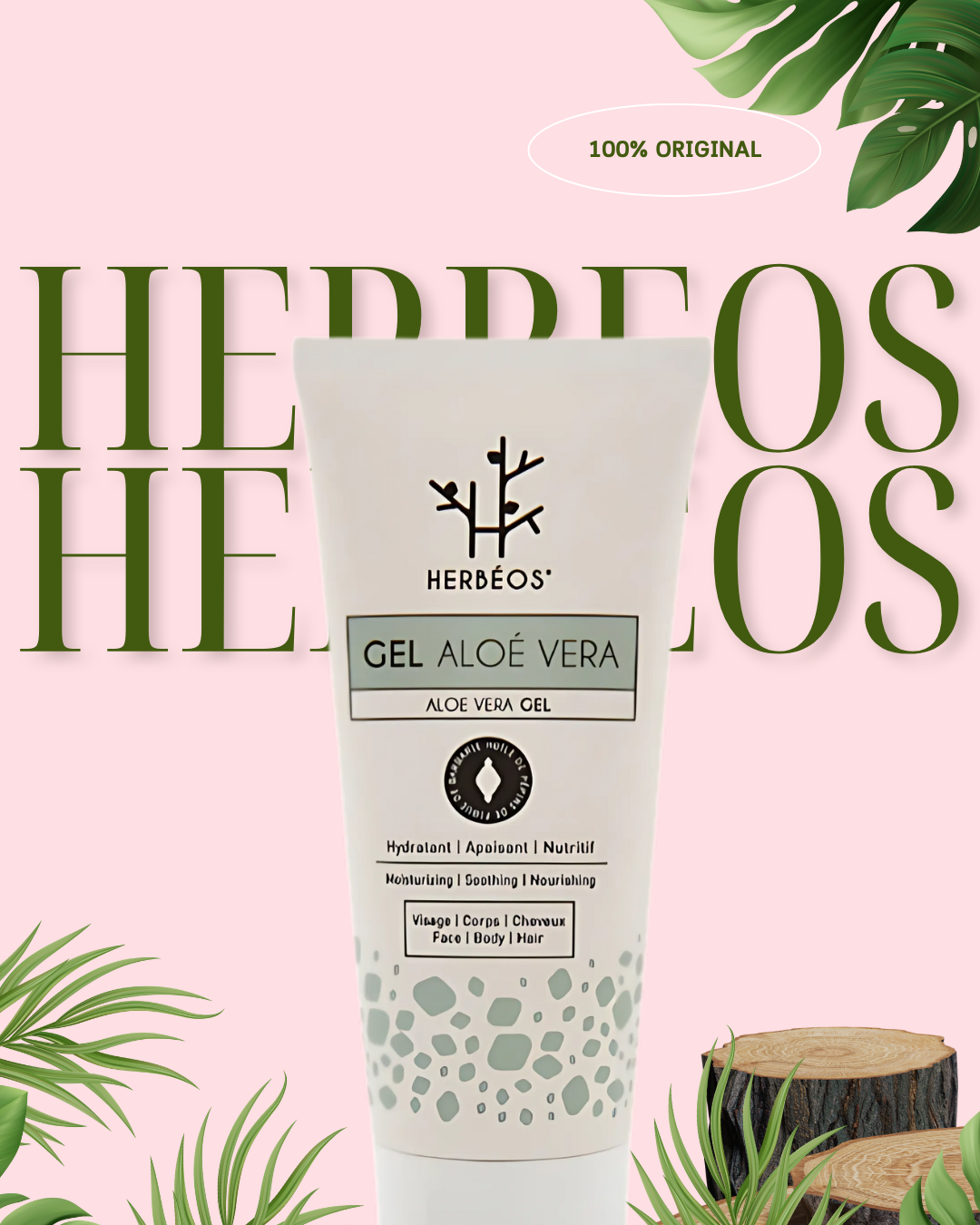 HERBÉOS™ | Gel Aloé Vera à L'huile De Pépins De Figue De Barbarie & au collagène marin 200 ml