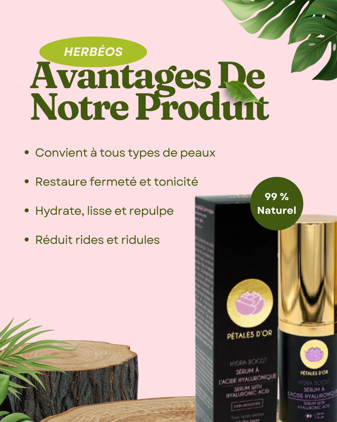 HERBÉOS™ | Hydra Boost - Sérum anti âge à l’acide hyaluronique 30 ml
